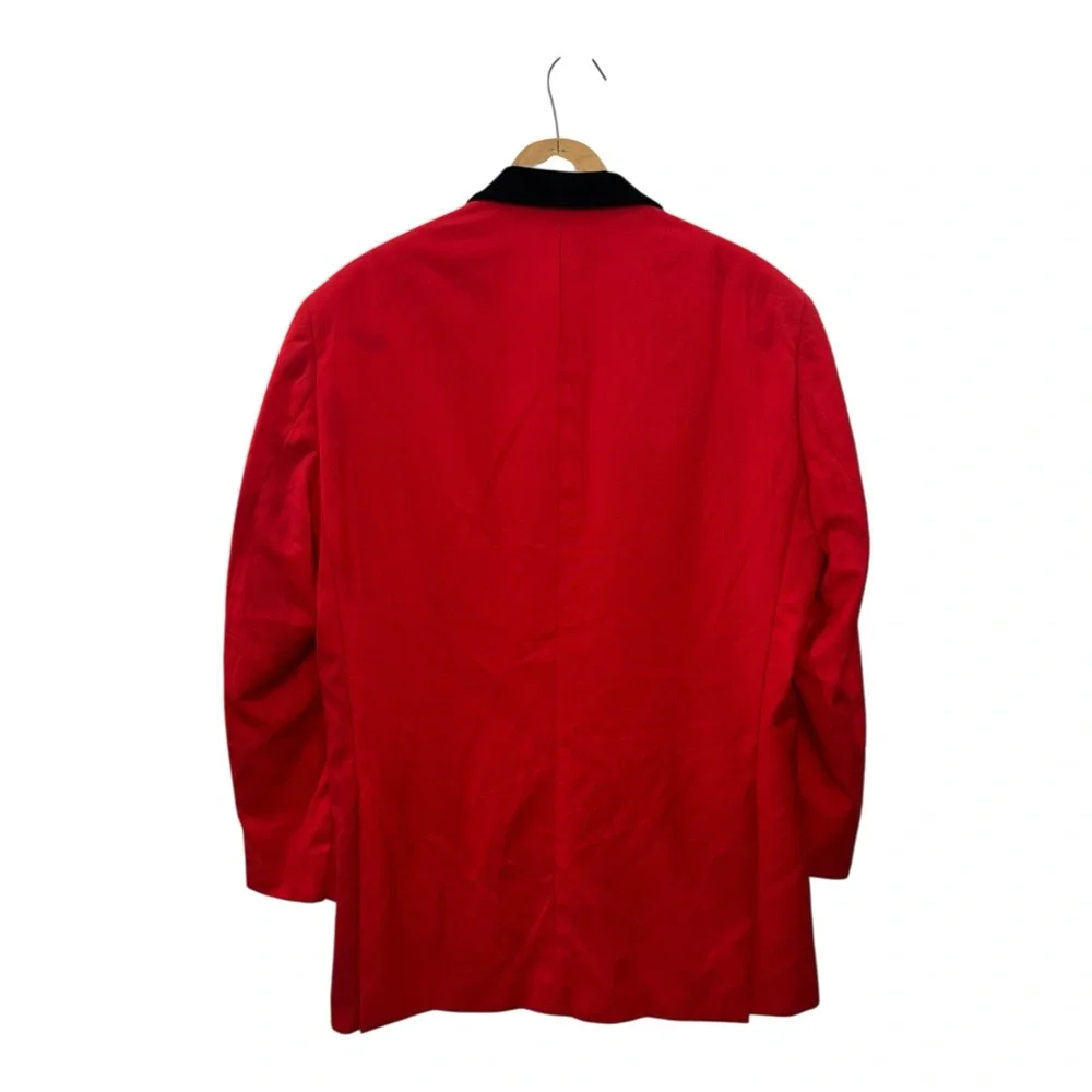 Tazio Italy Mens 44L Red Jacket Black Velvet Trim Tuxedo‎ Blazer Holiday Formal